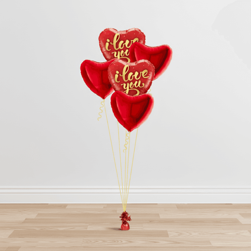 Valentine 5 foil heart bunch